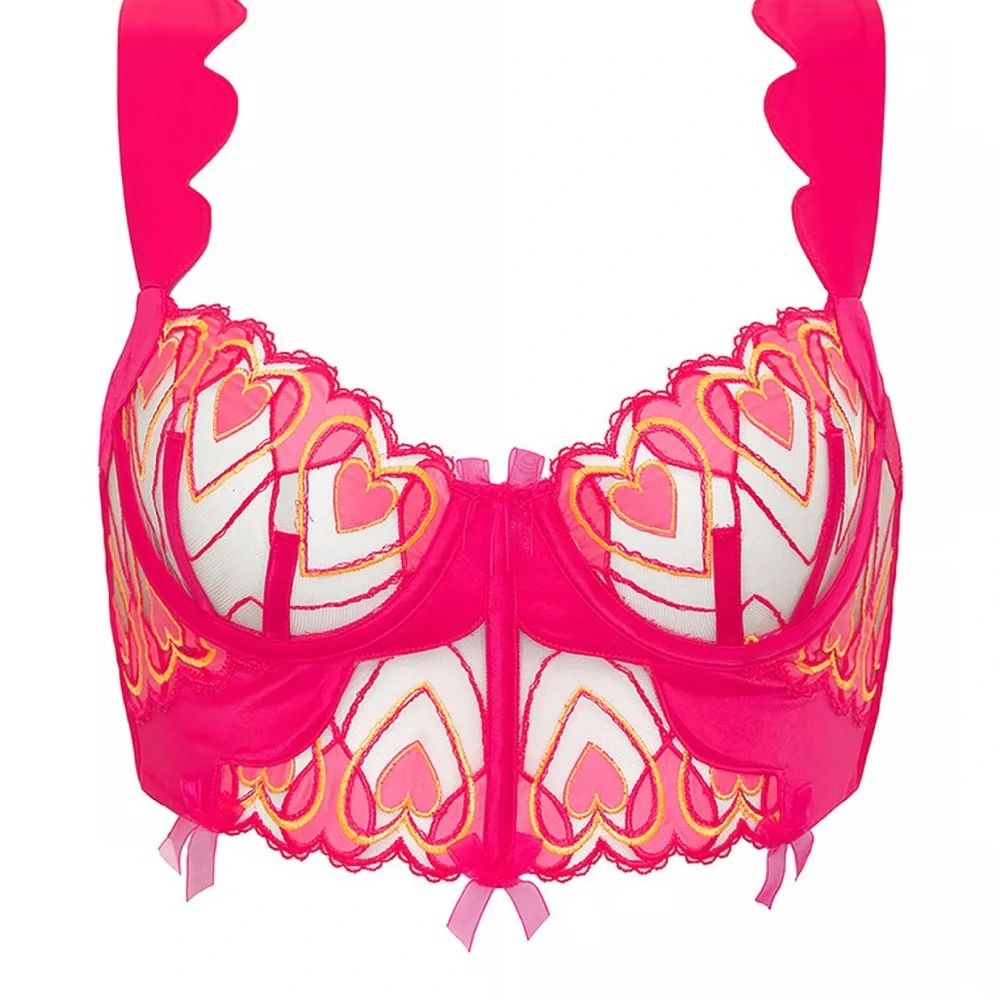 For Love & Lemons Graphic Hearts Lingerie Set XS - Picture 7 of 8